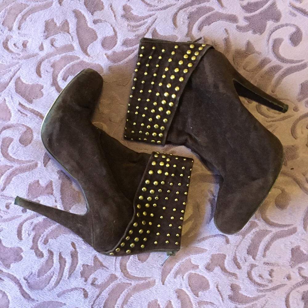 Dark Brown Faux Suede Booties
